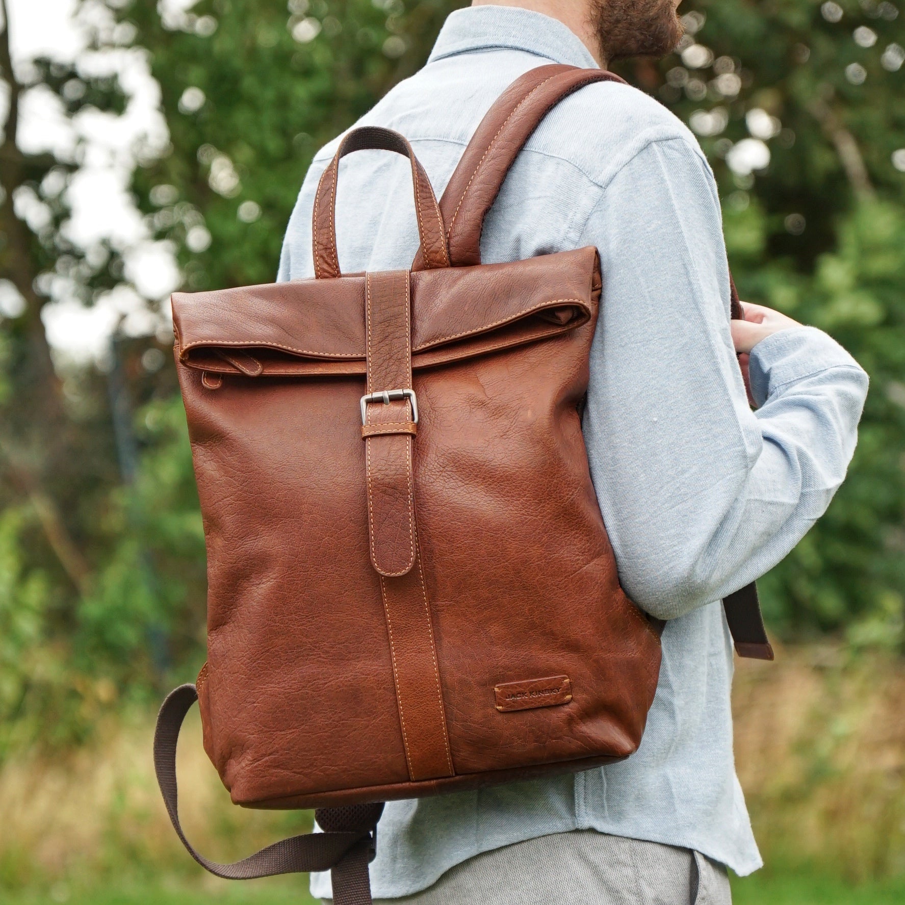 Jack Kinsky Porto 5 Rucksack Cognac Büffelleder Laptop