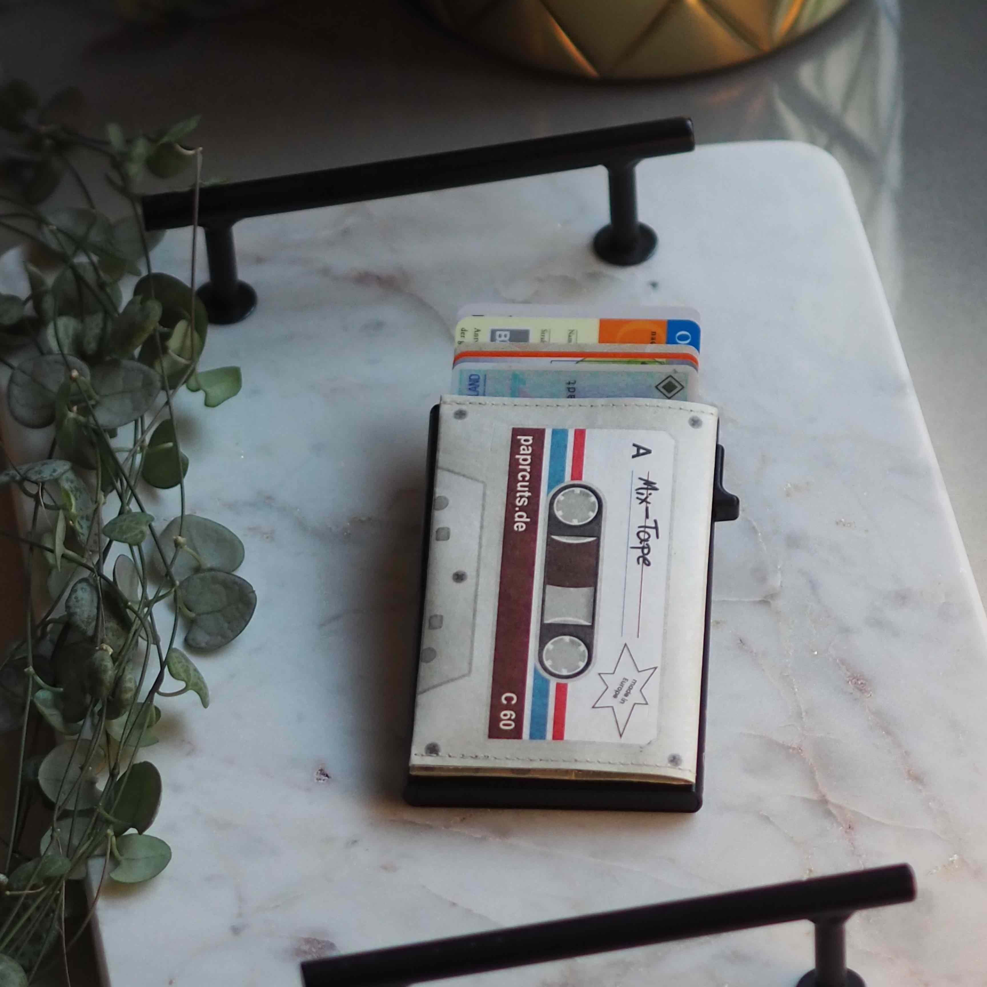 Paprcuts RFID Alu Kartenetui Mixtape Portemonnaie beige RFID-Schutz
