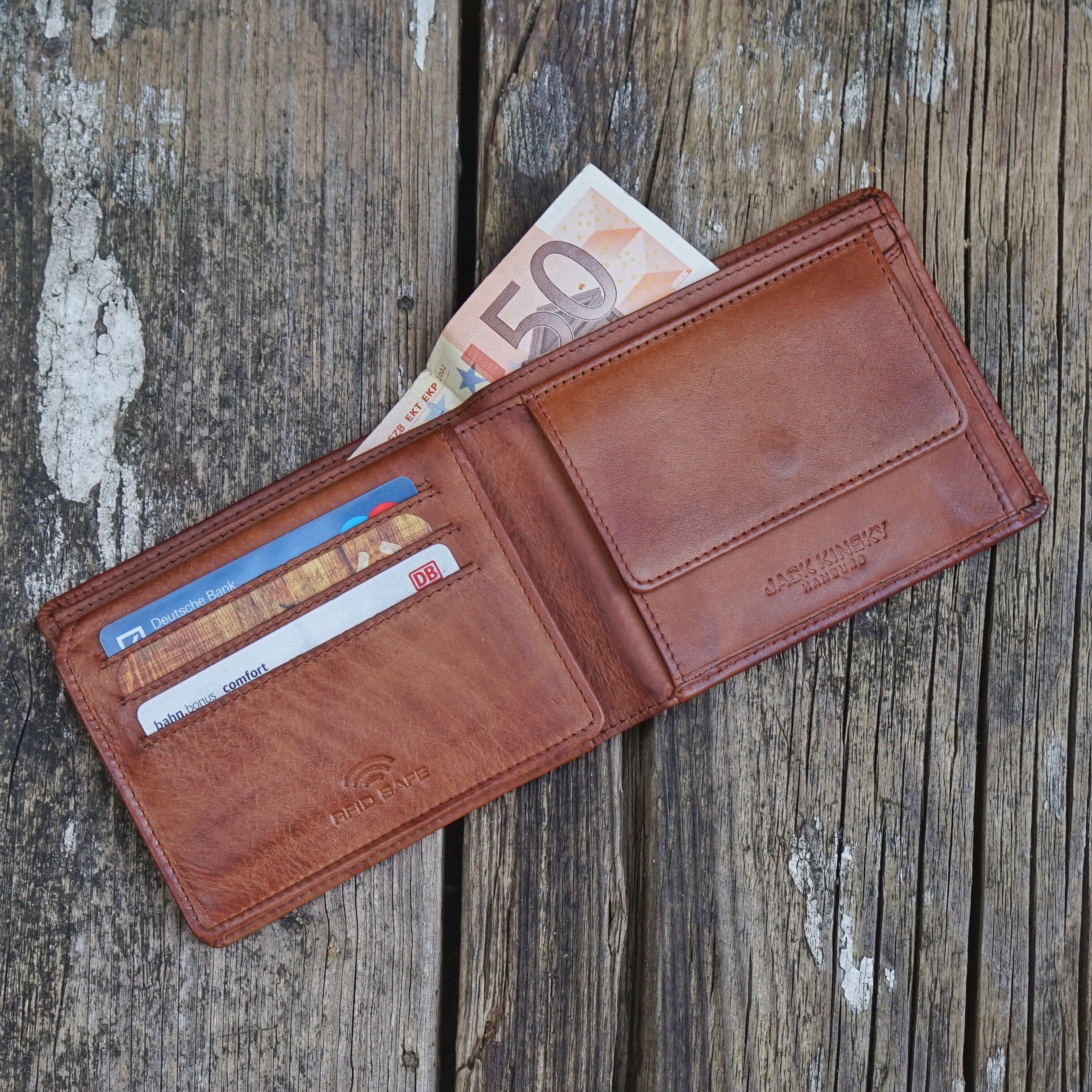 Jack Kinsky Nelson 101 Herrenbörse Cognac 6 Karten