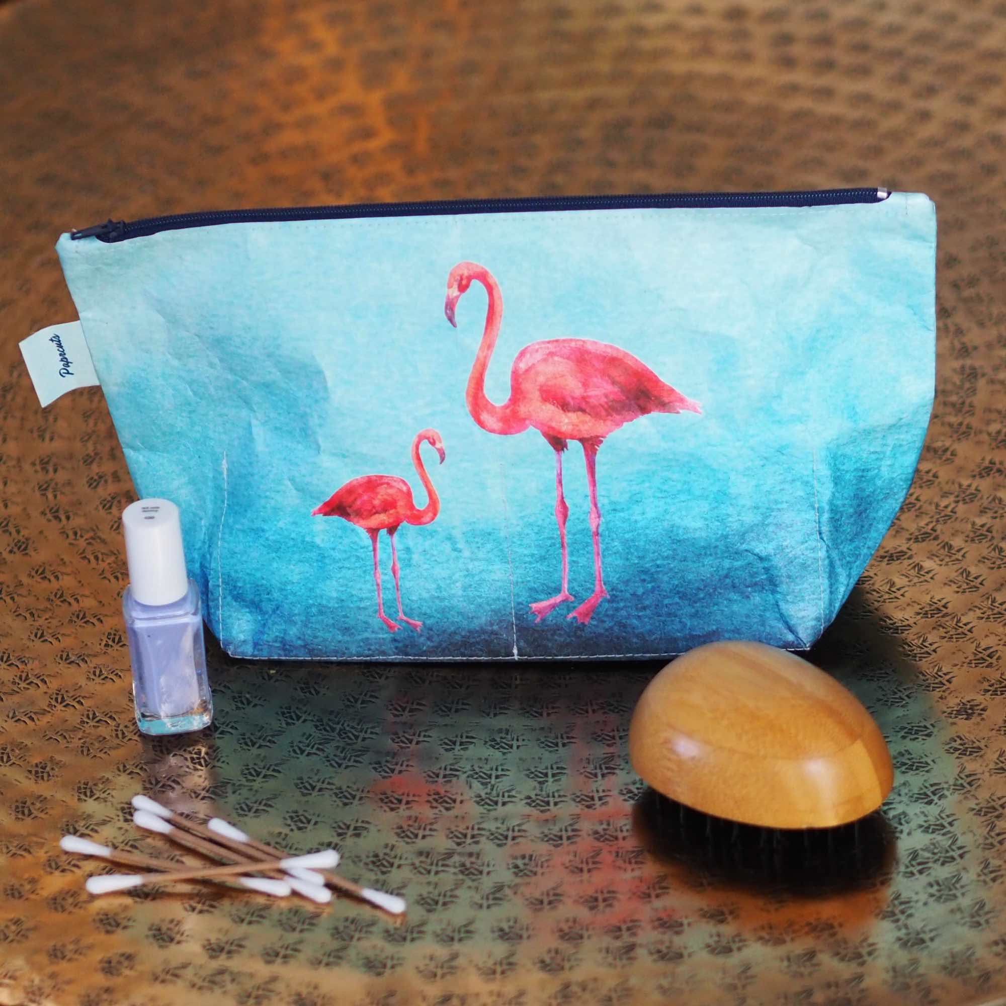 Paprcuts Kulturbeutel Flamingo Waschtasche blau-pink