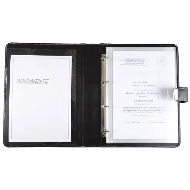 Alassio Dokumentenmappe A4 schwarz Kunstleder Schloss