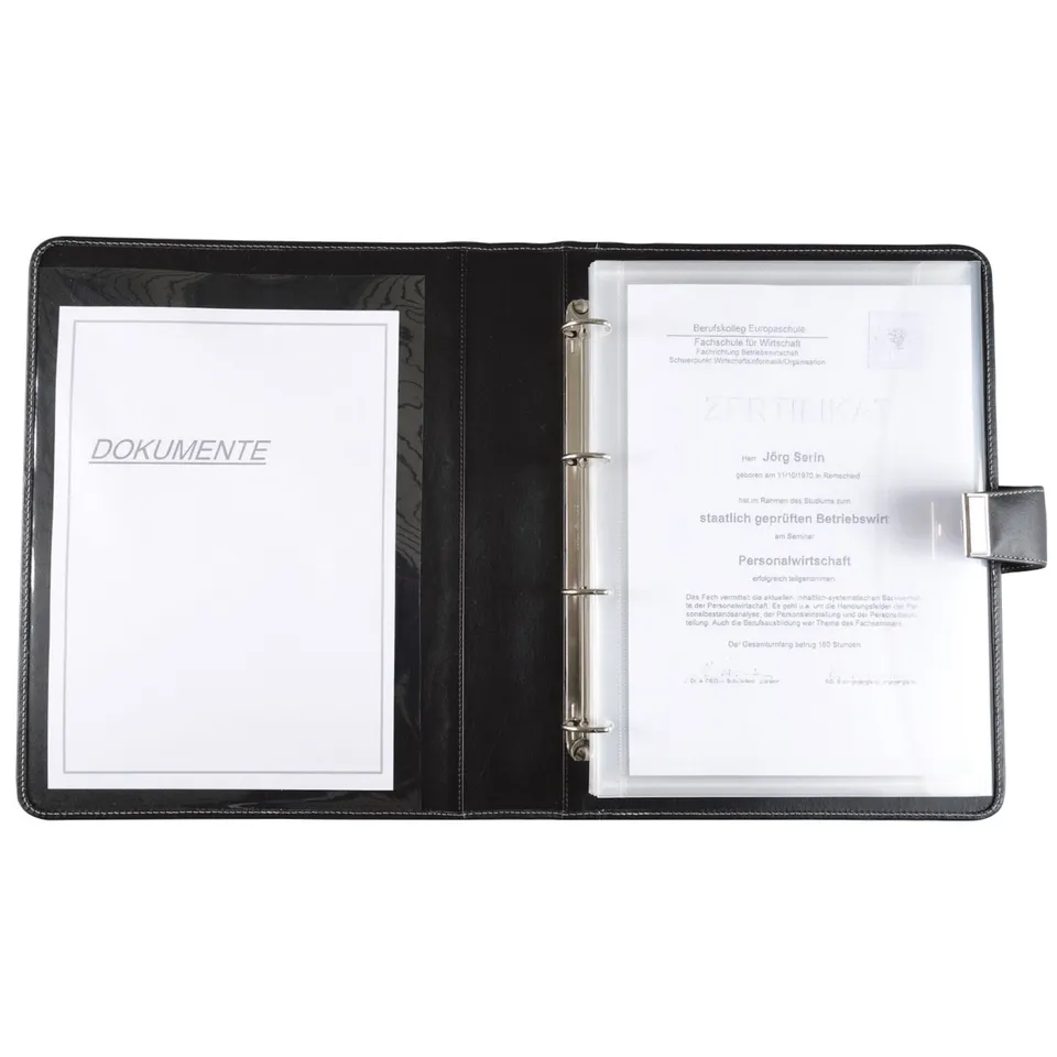 Alumaxx Dokumentenmappe A4 mit Schloss Schwarz Nappaleder