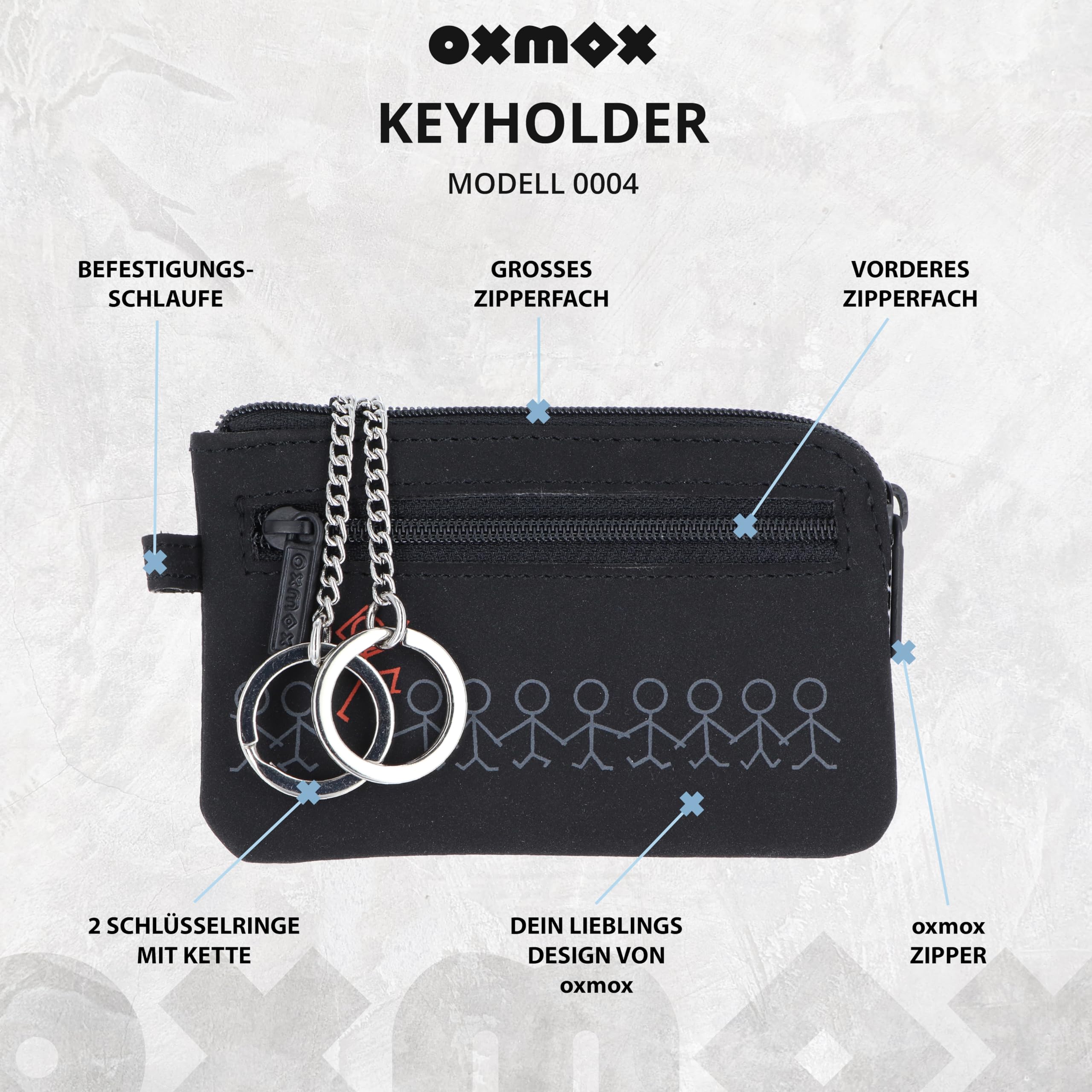 oxmox New Cryptan Keyholder Schlüsselmäppchen Jumping Jack Grey Black
