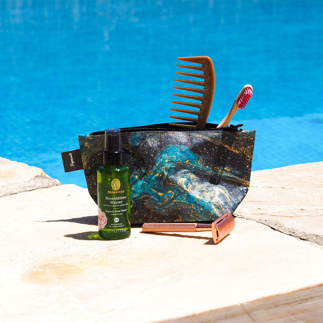 Paprcuts Kosmetiktasche Saphire Marble Kosmetikbeutel blau