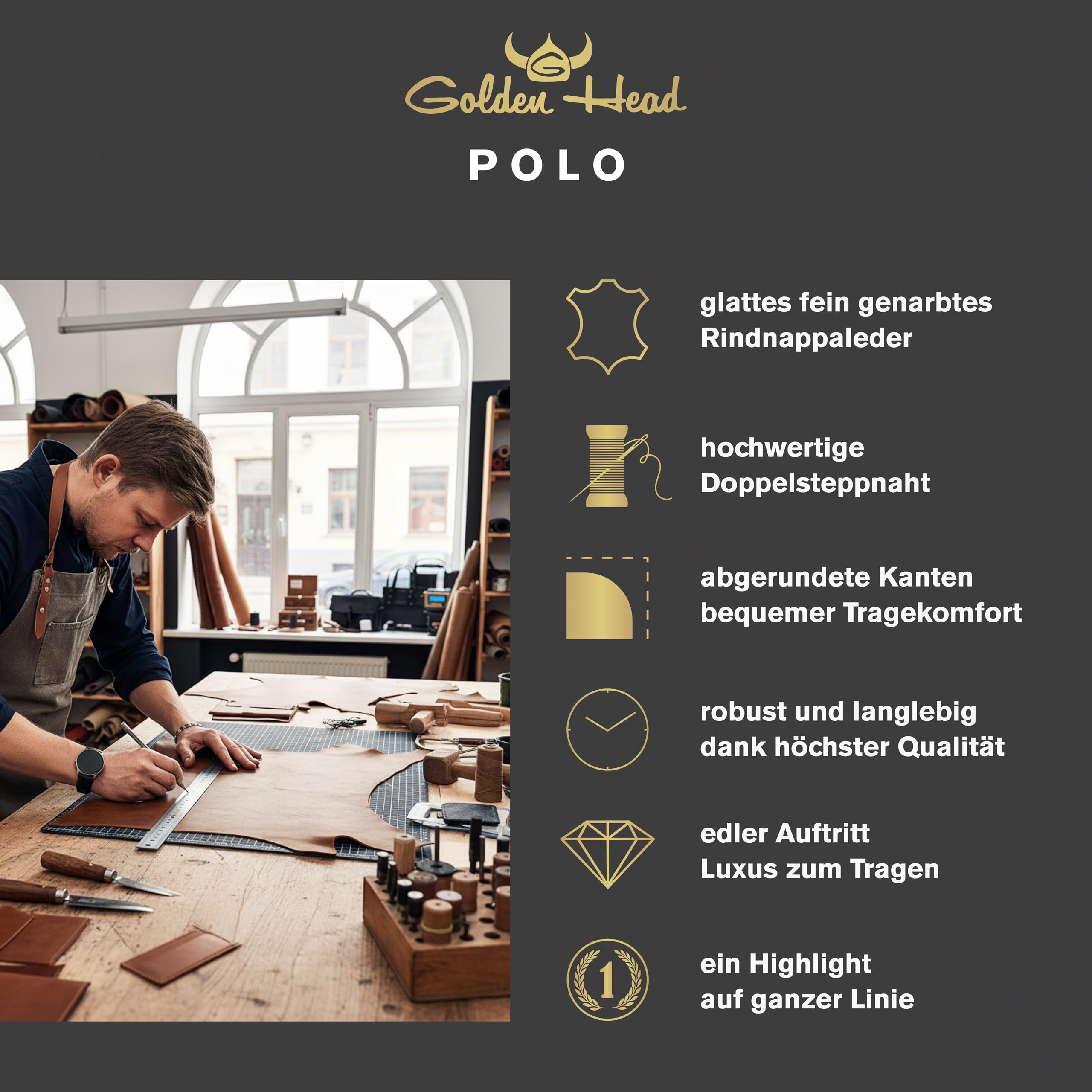 Golden Head Polo 1193 Geldbörse Cognac RFID Mini