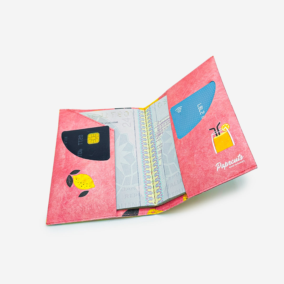 Paprcuts Pink Lemon RFID Reisepasshülle Tyvek vegan