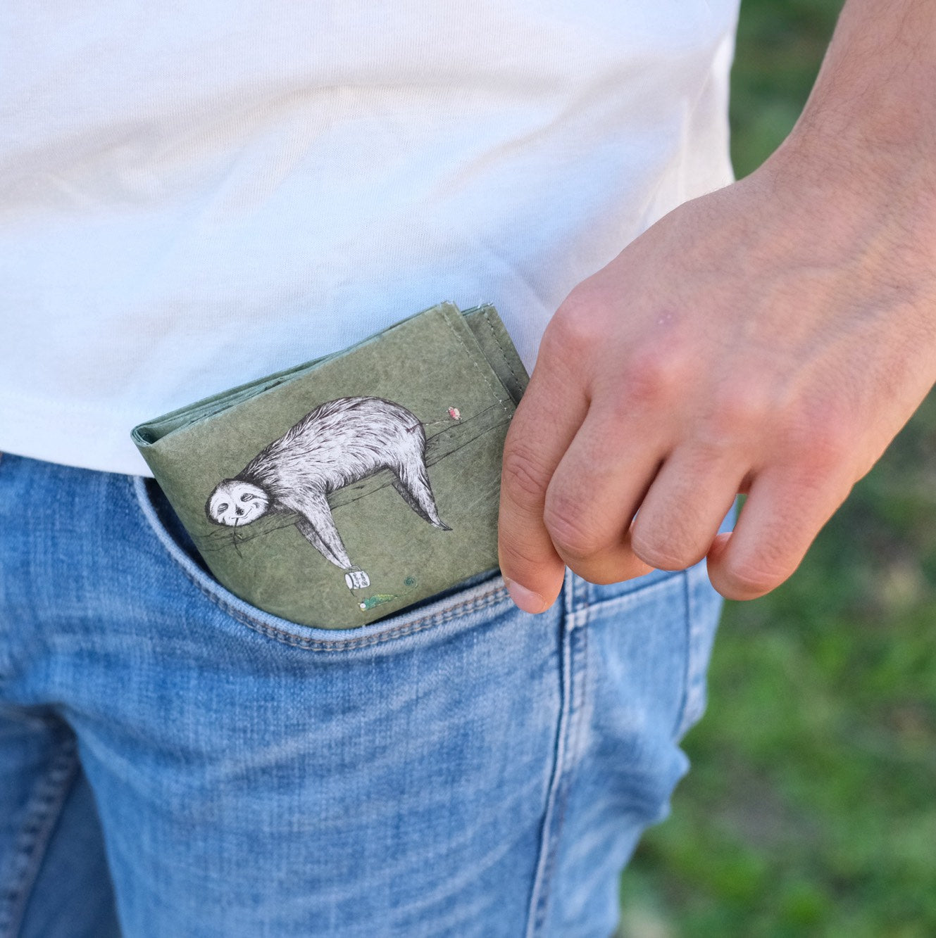 Paprcuts RFID Wallet Faultier Portemonnaie grün Tyvek