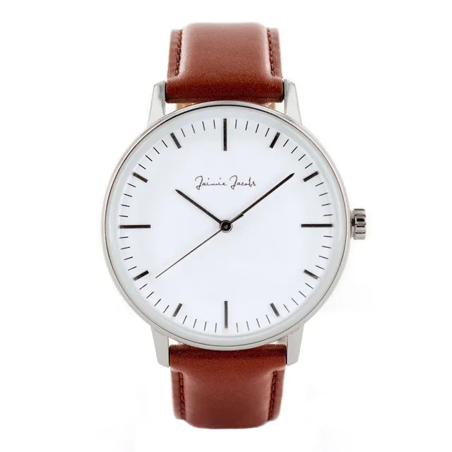 Jaimie Jacobs Watch Schwabing Sunrise Uhr Silber Lederarmband 42 mm