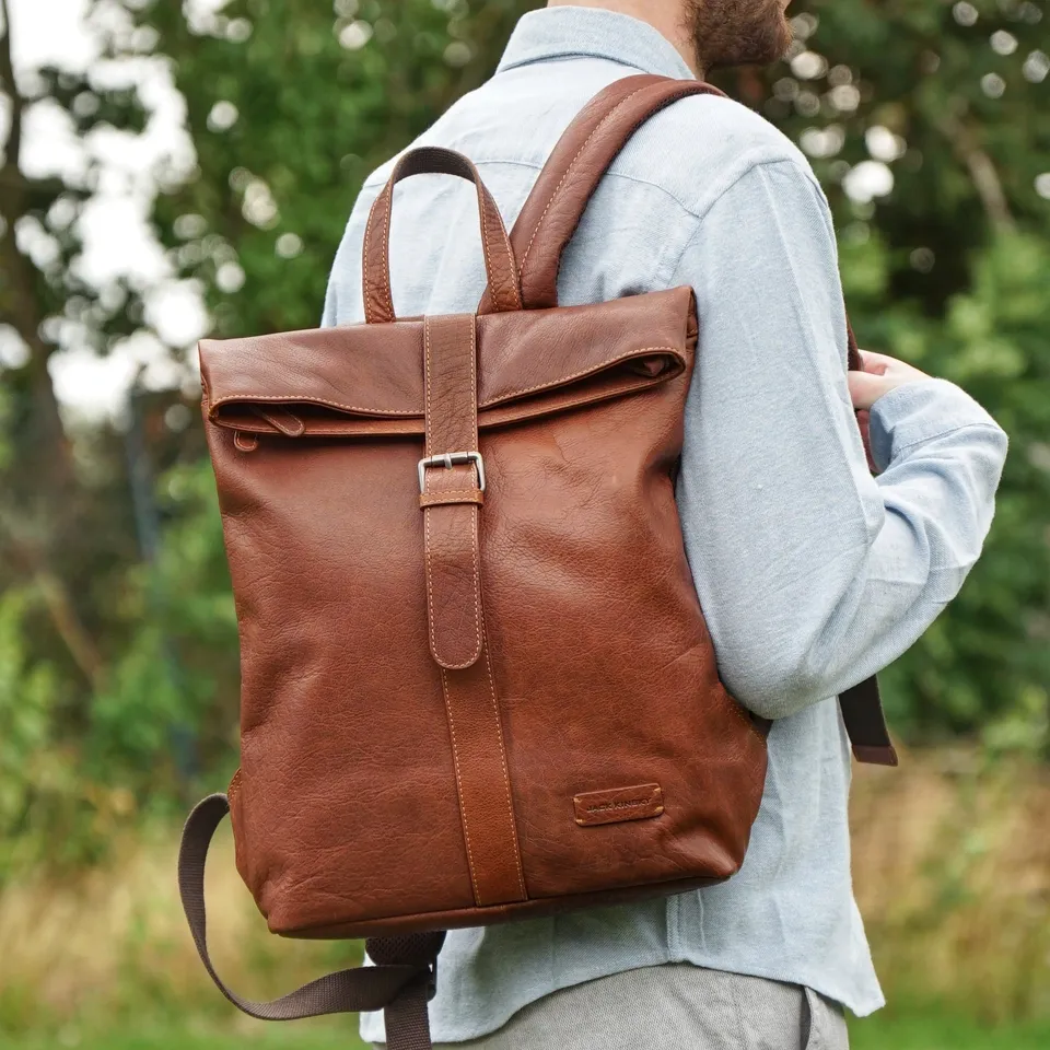 Jack Kinsky Porto 5 Rucksack Cognac Büffelleder Laptop