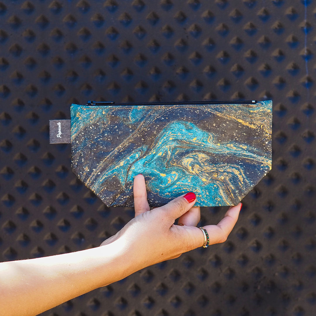 Paprcuts Kosmetiktasche Saphire Marble Kosmetikbeutel blau