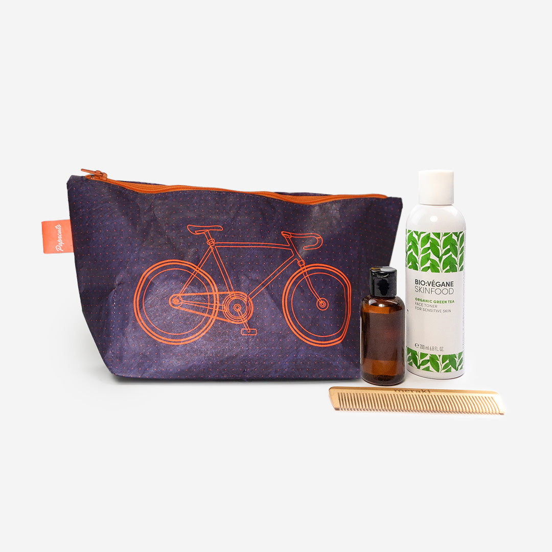 Paprcuts Kulturbeutel Bike Waschtasche blau-orange Tyvek