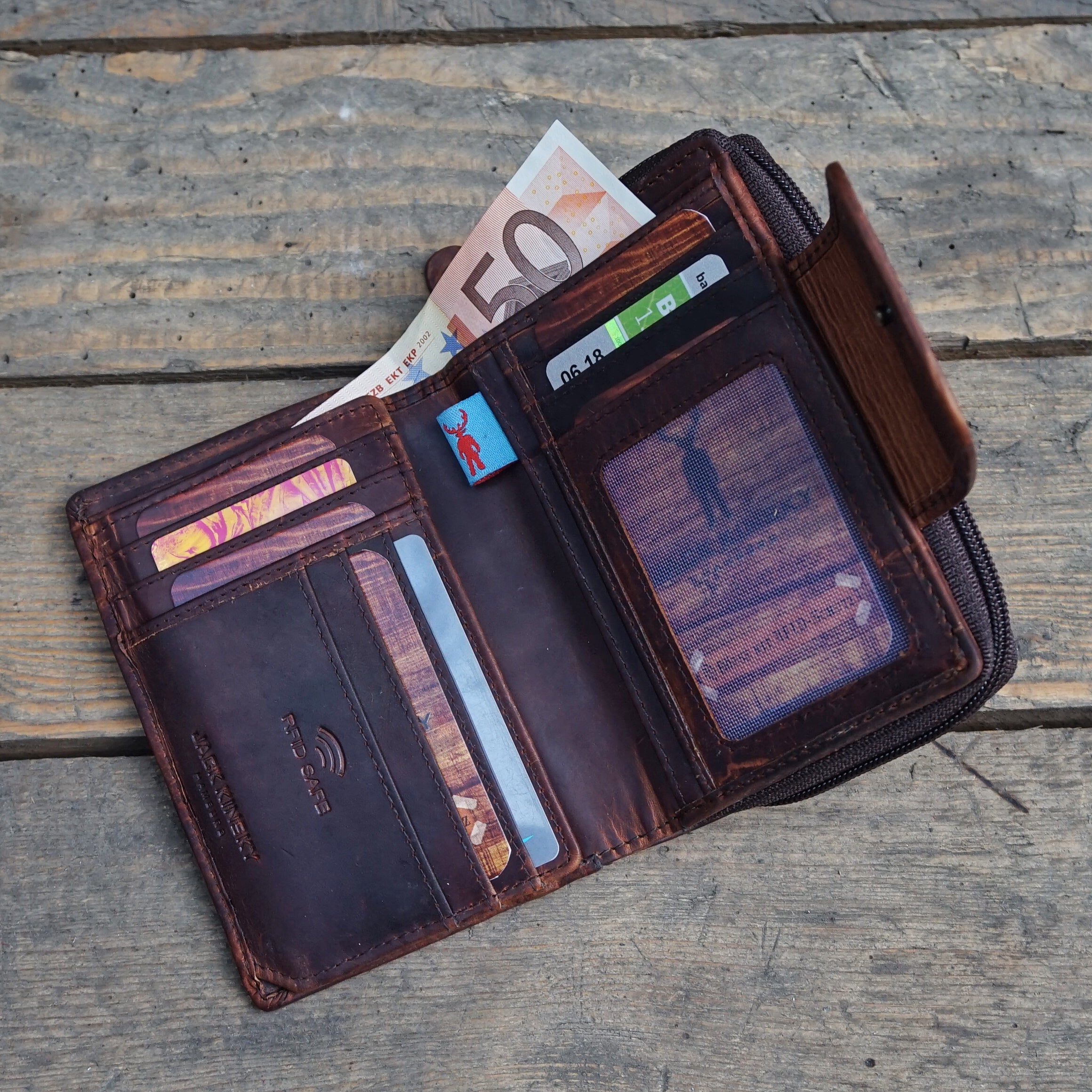Jack Kinsky Monterey 511 Damenbörse Cognac mit RFID