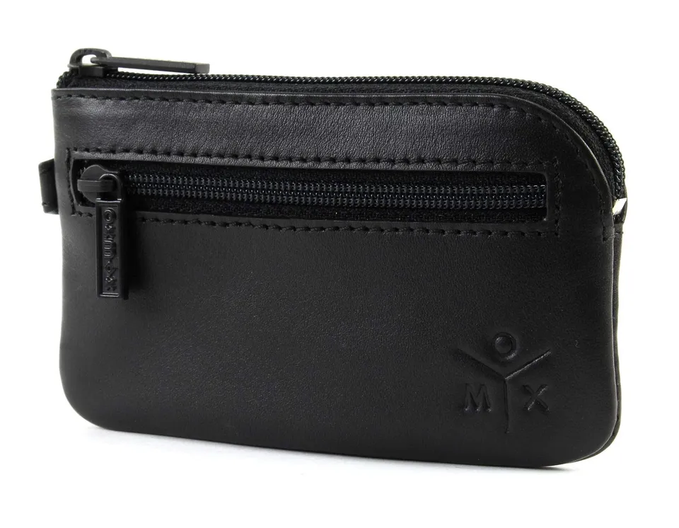 oxmox Leather Keyholder Schlüsselmäppchen Ox Embossed Black Leder