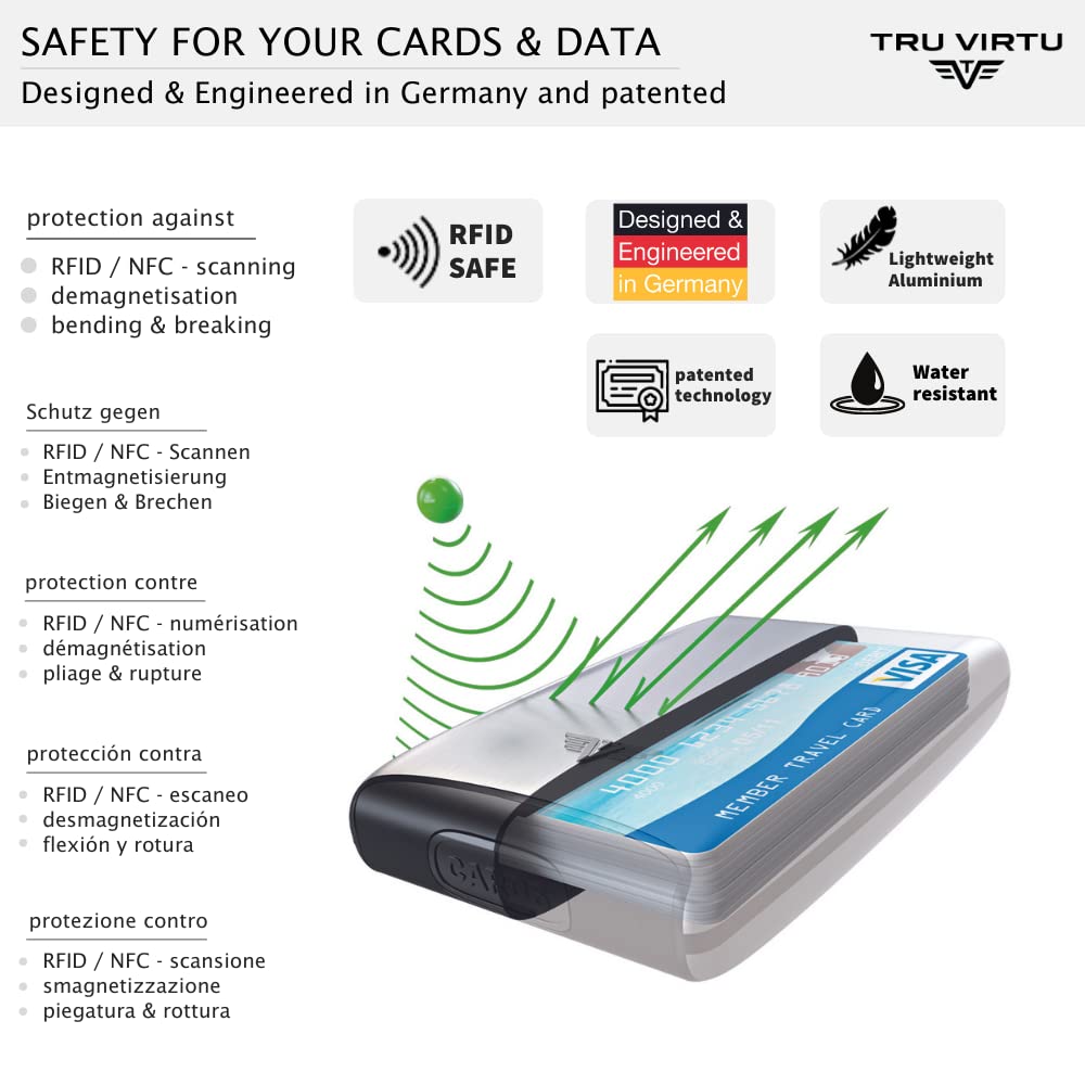 Tru Virtu Credit Card Case Fan Silk Silver Arrow RFID Alu