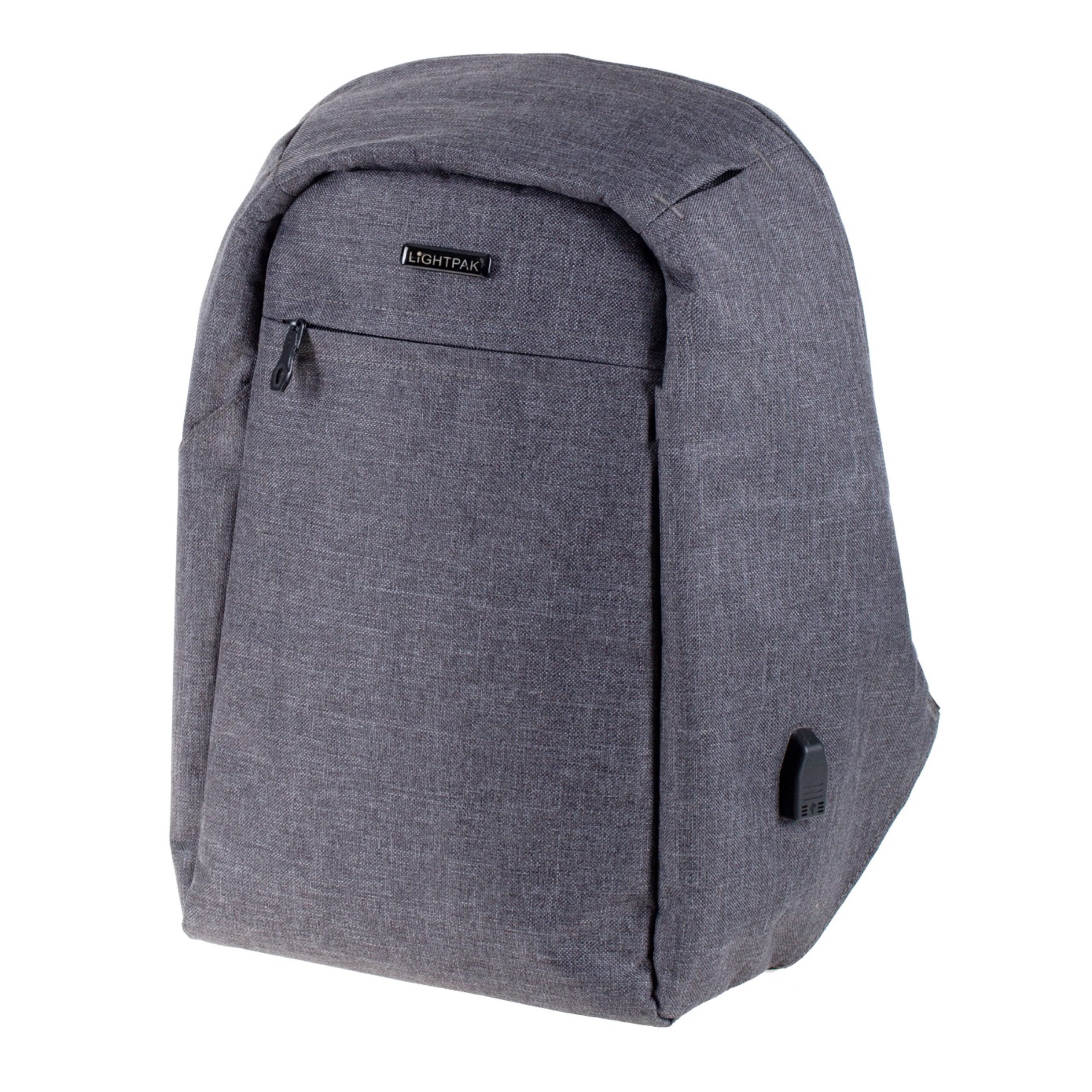 Lightpak Safebag Rucksack Grau 15 Zoll Laptop USB-Fach