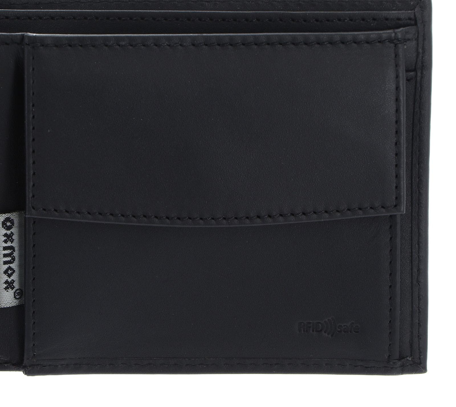 oxmox Leather Querscheinbörse Peace Schwarz RFID Leder