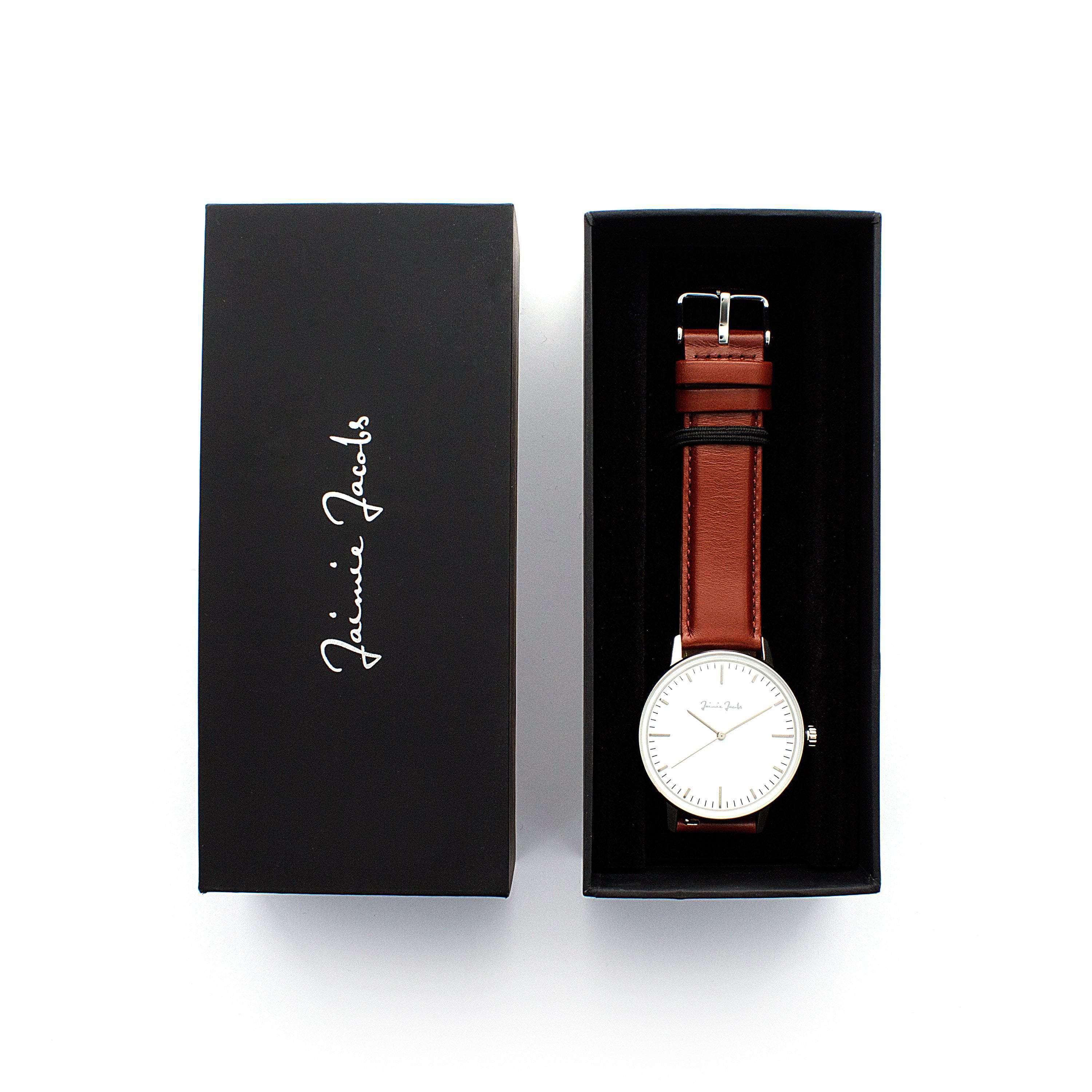 Jaimie Jacobs Watch Schwabing Sunrise Uhr Silber Lederarmband 42 mm