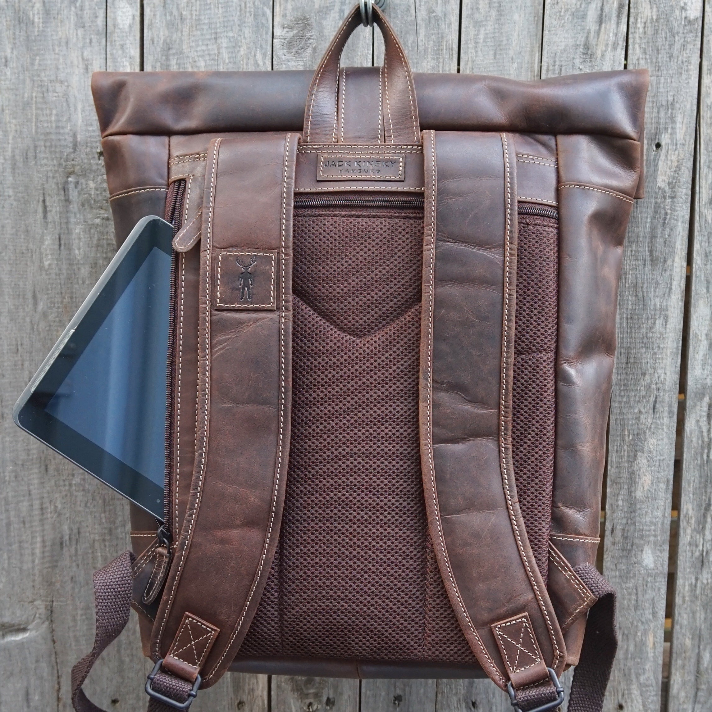 Jack Kinsky Baltimore 15 Lederrucksack Mocca Rindleder