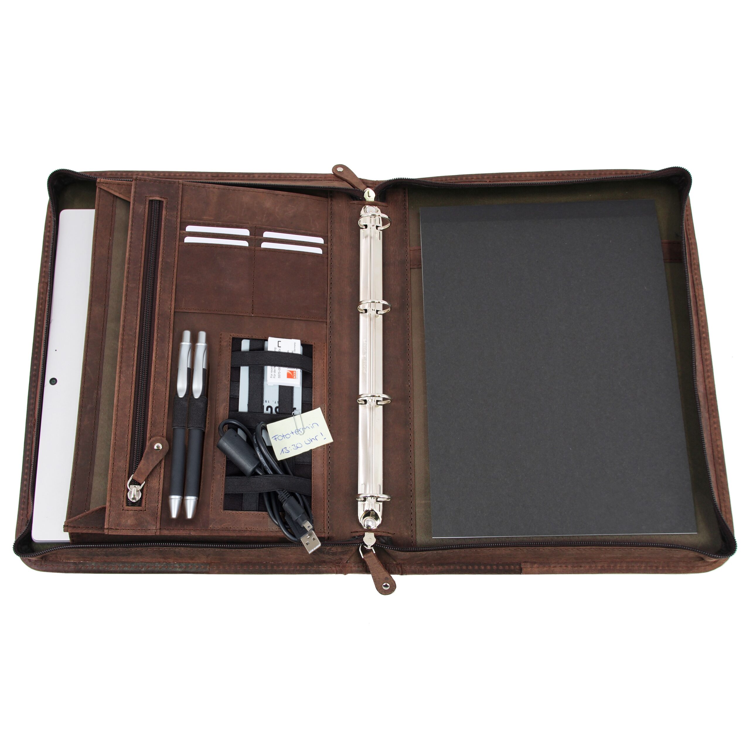 Alumaxx Viggo Ringbuchmappe A4 Leder braun Tabletfach