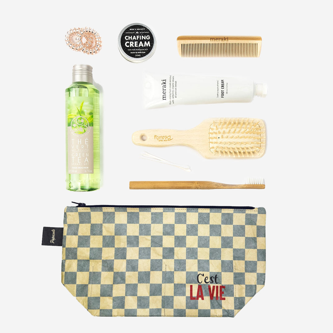 Paprcuts C'est la vie Kulturbeutel Beige Tyvek vegan leicht
