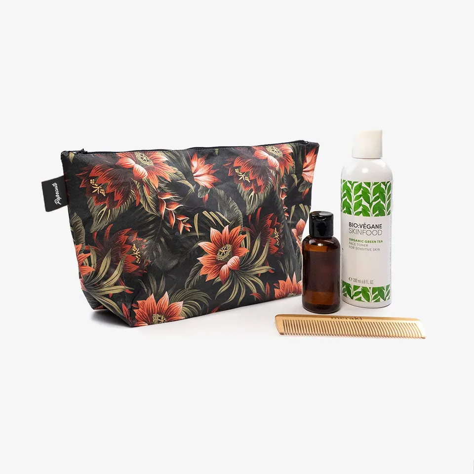 Paprcuts Kulturbeutel Pua Waschtasche Blumen schwarz-rot