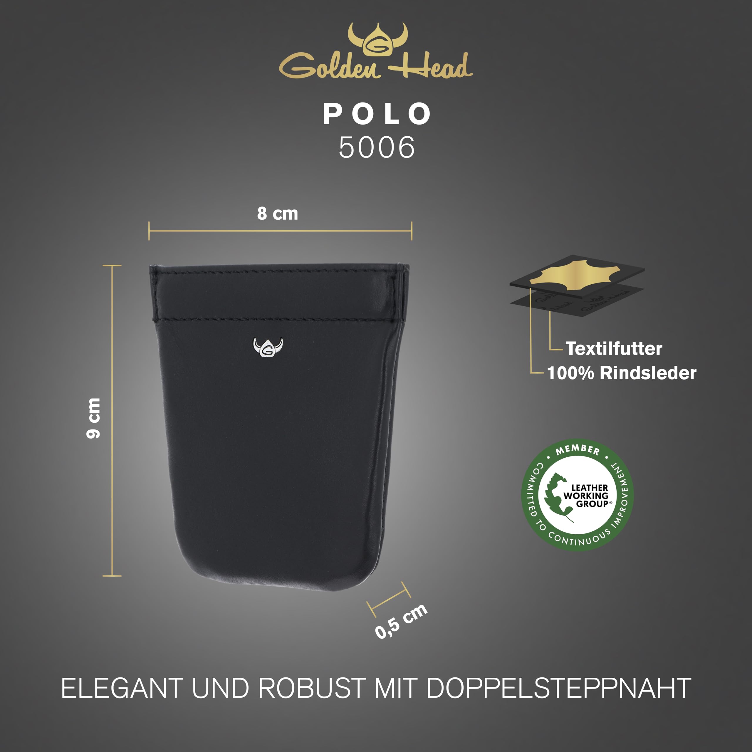Golden Head Polo Key Case Schlüsseletui Schwarz Rindleder