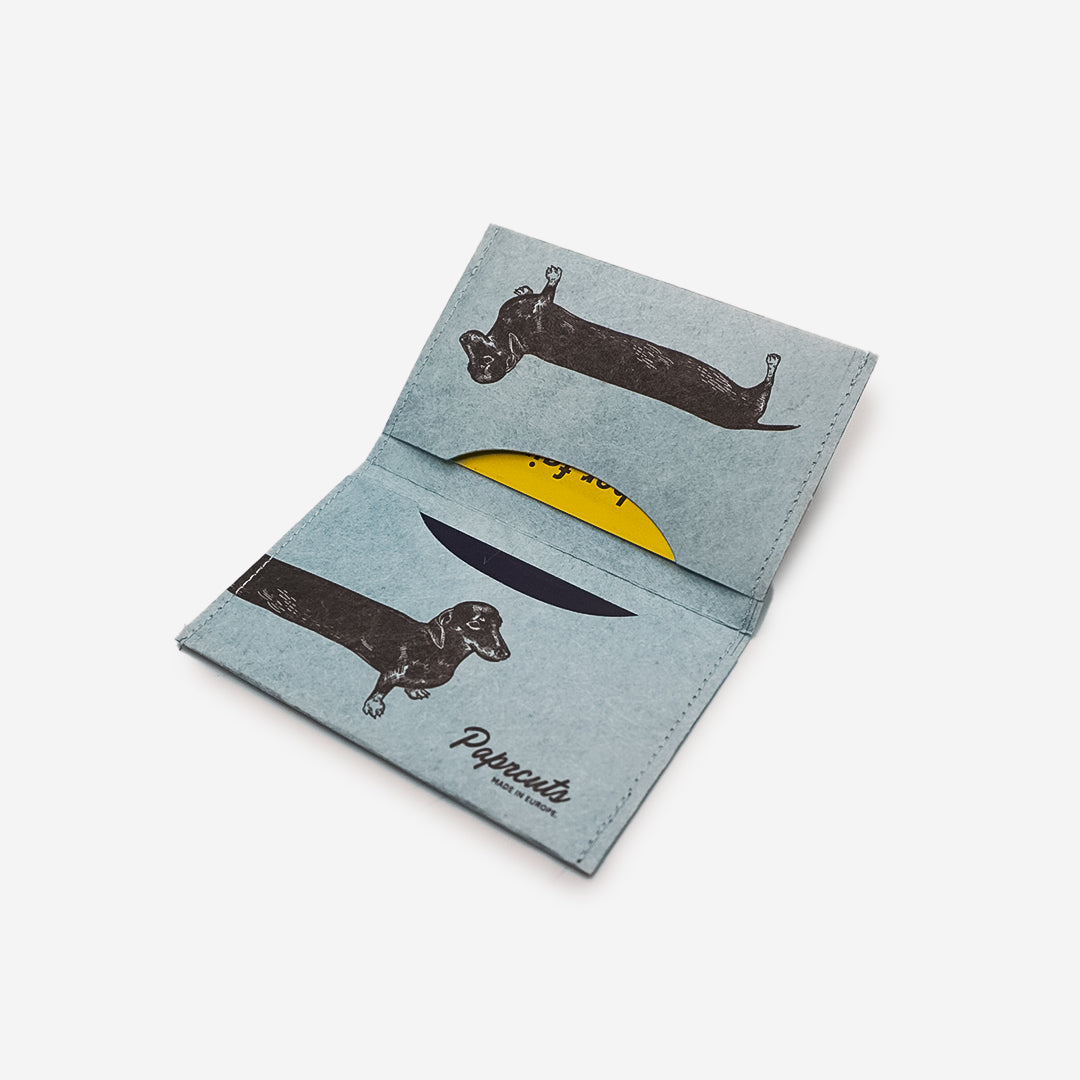 Paprcuts RFID Kartenhalter Sausage Dog Kartenetui hellblau vegan