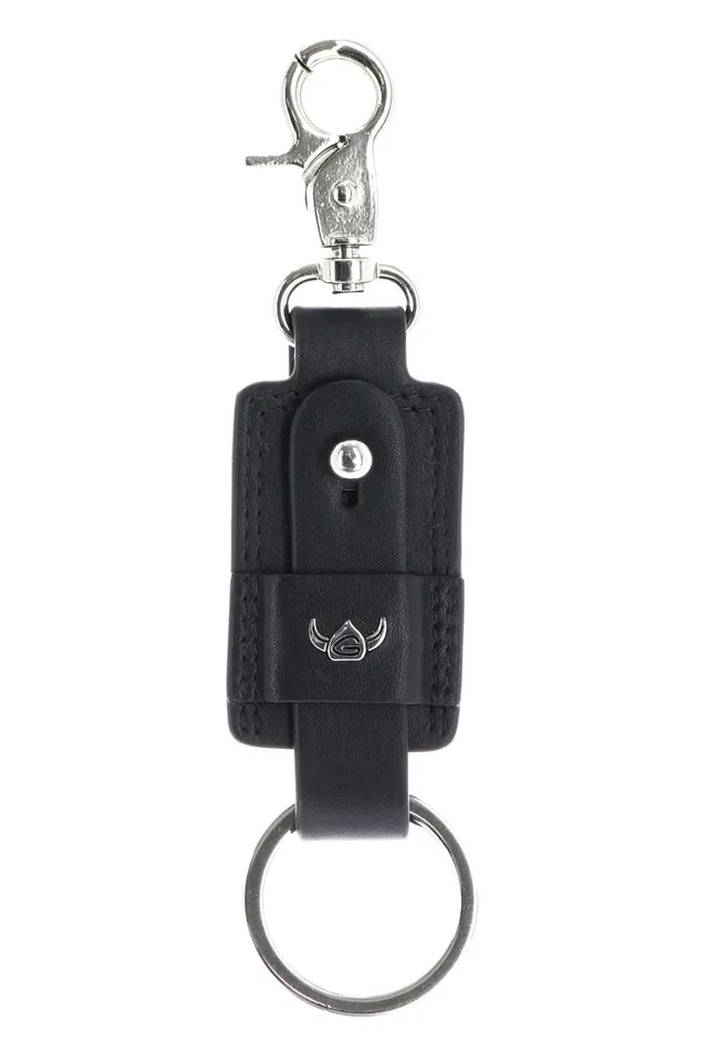 Golden Head Polo 5156 Schlüsselanhänger Schwarz Rindsleder Karabiner