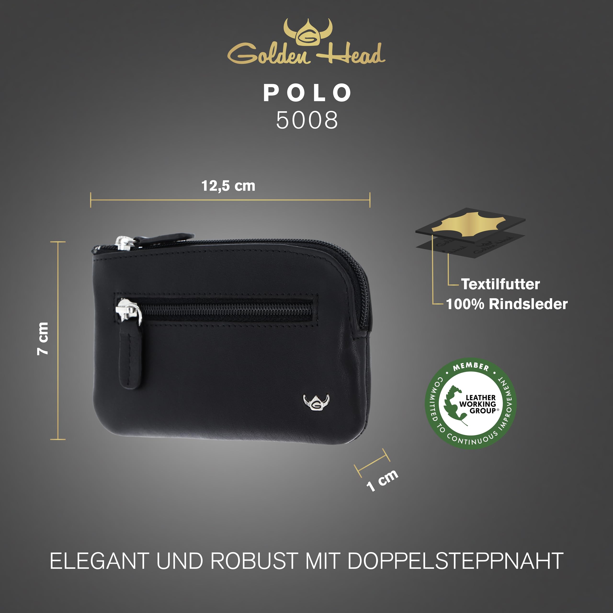 Golden Head Polo 5008 Schlüsselmäppchen Schwarz Leder
