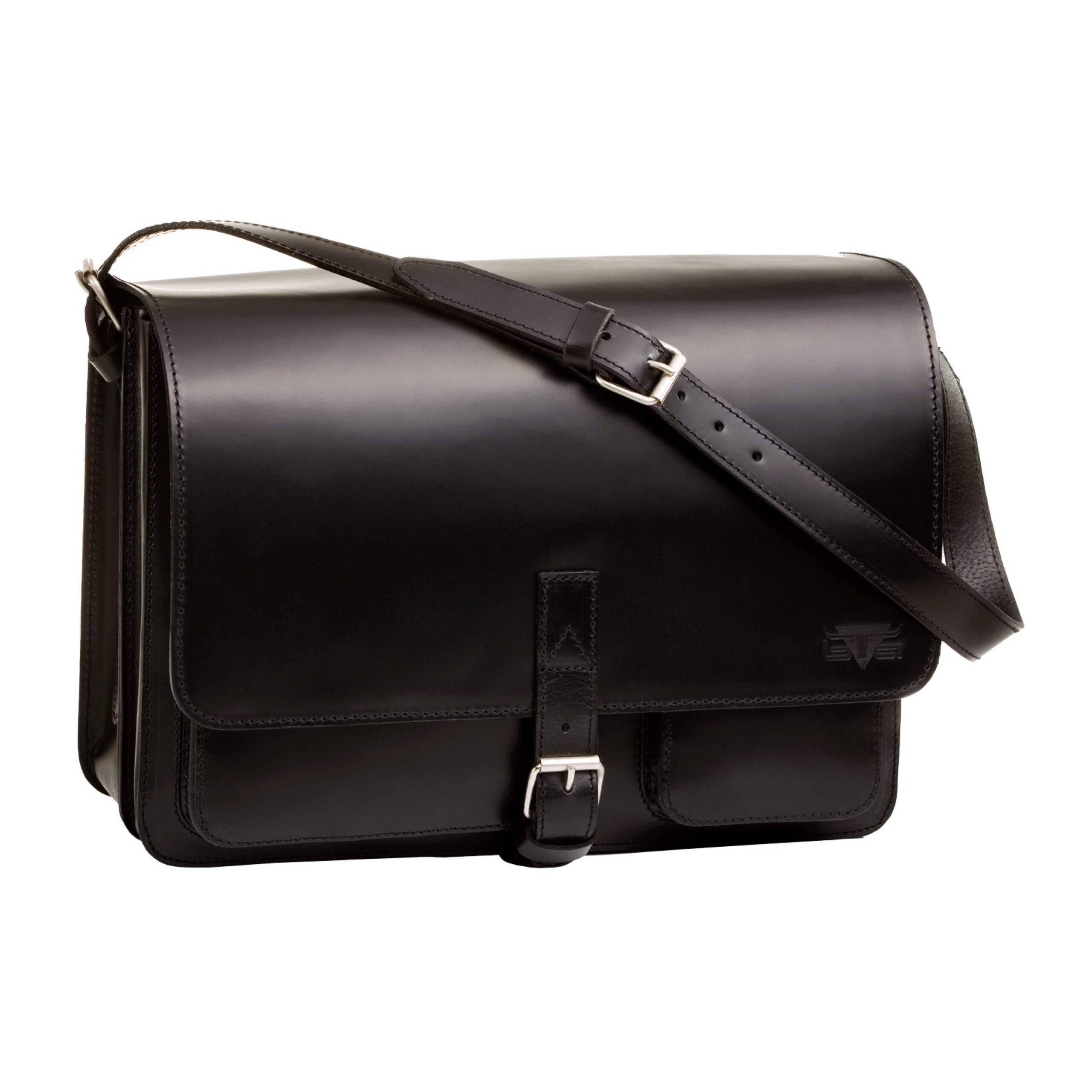 Mika SCOTTY Schultertasche schwarz Sattelleder 40 cm