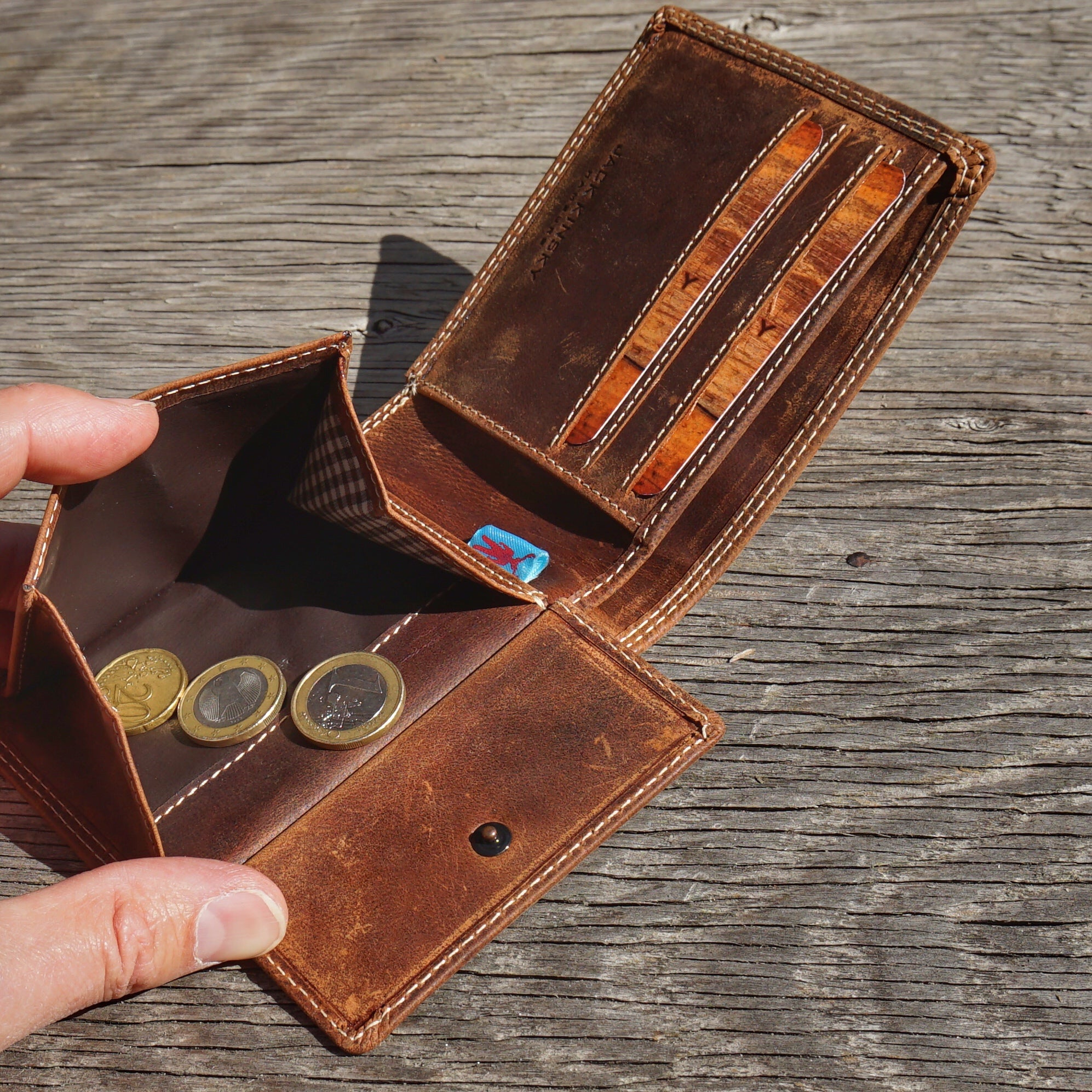 Jack Kinsky Baltimore 109 Geldbörse Mocca Rindleder Mini