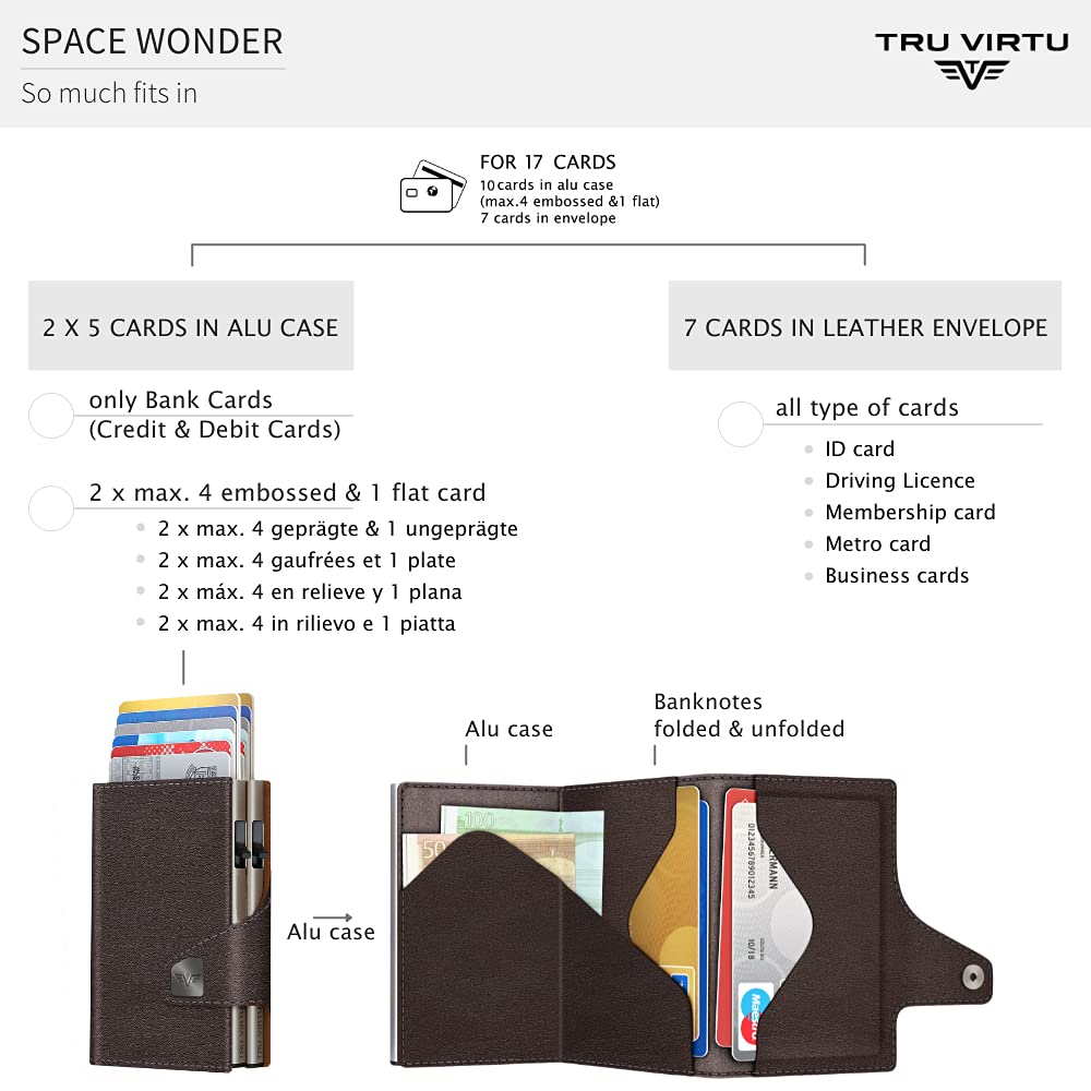 Tru Virtu Double Wallet Nappa Geldbörse Brown RFID