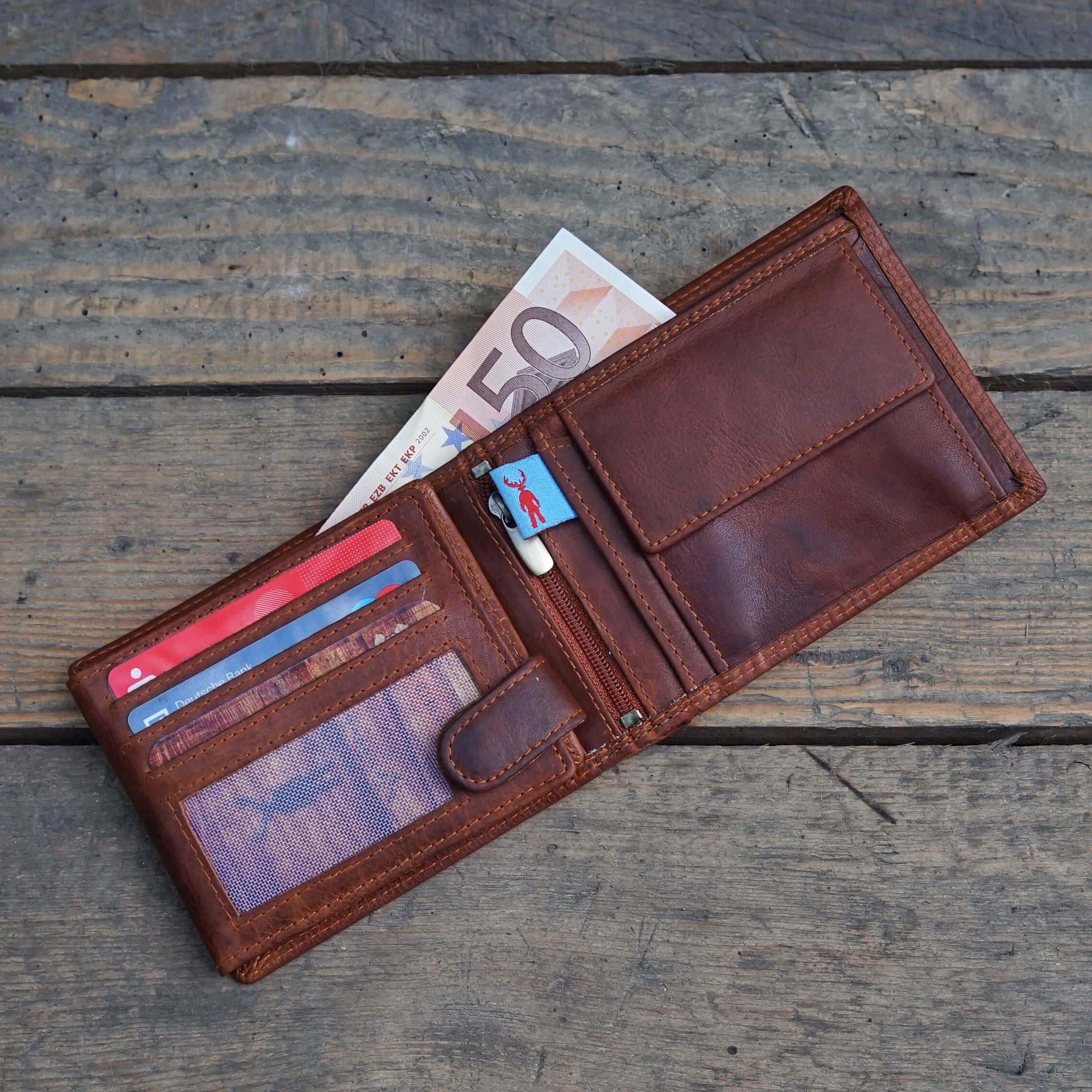 Jack Kinsky Monterey 101 Herrenbörse Cognac Rindleder