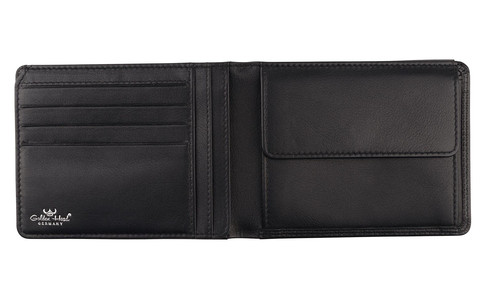 Golden Head Polo Scheintasche Leder schwarz 12 cm Geheimfach