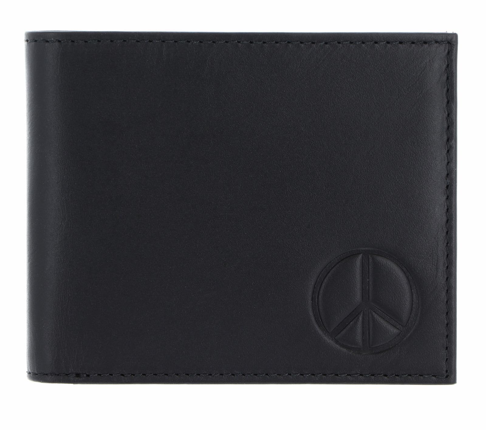 oxmox Leather Querscheinbörse Peace Schwarz RFID Leder