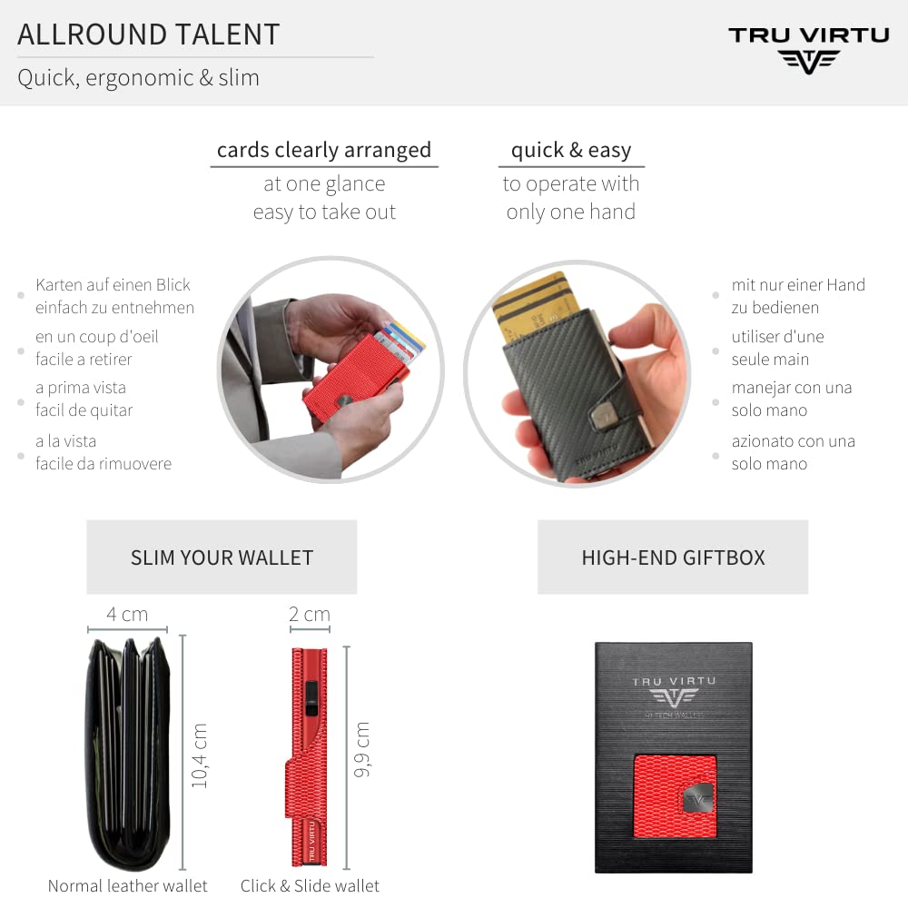 TRU VIRTU Wallet Click & Slide Kartenetui Rugged Red Leder