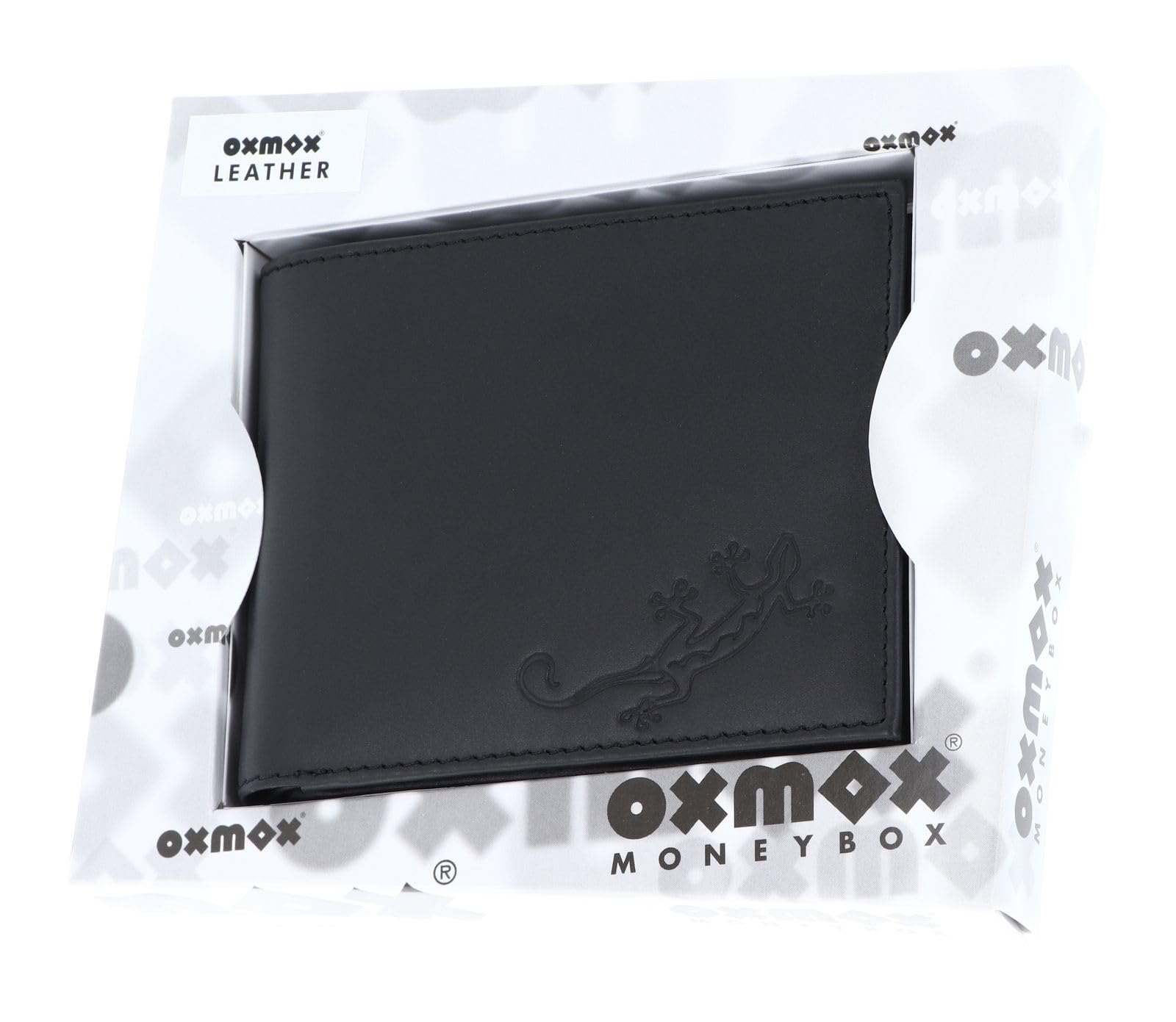 Oxmox Leather Querscheinbörse Geldbörse Lizard Black Rindsleder