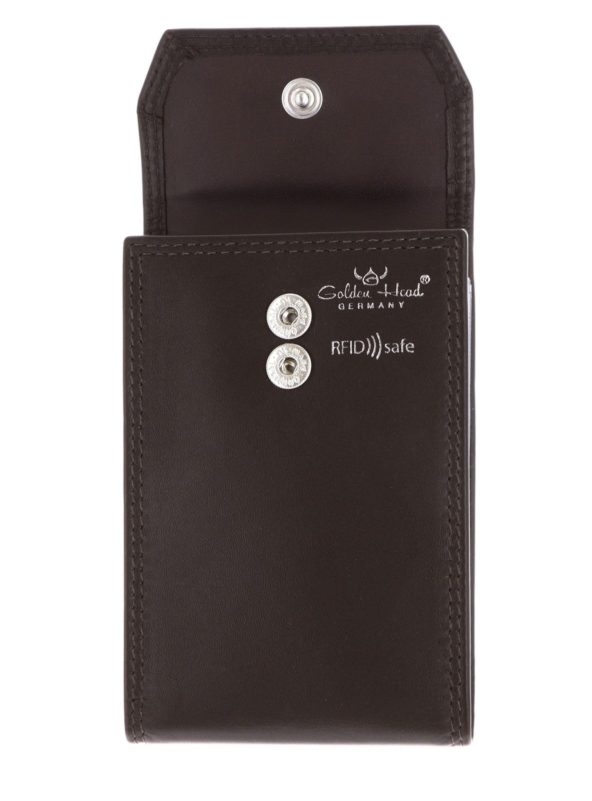 Golden Head Polo 4425 Kartenetui Dunkelbraun RFID Knopf