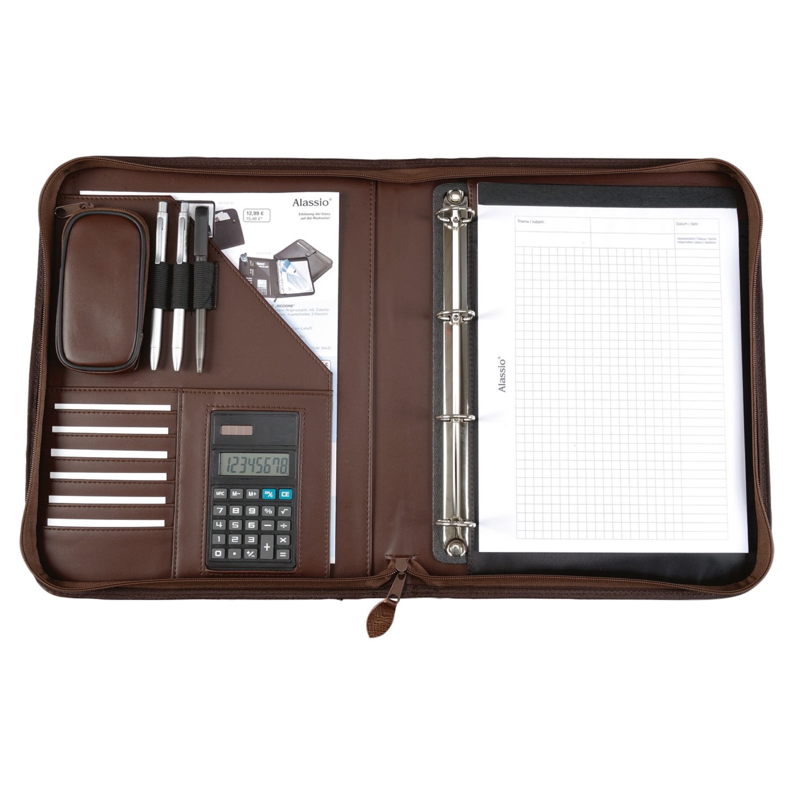 Alumaxx Viterbo Ringbuchmappe A4 braun mit Rechner