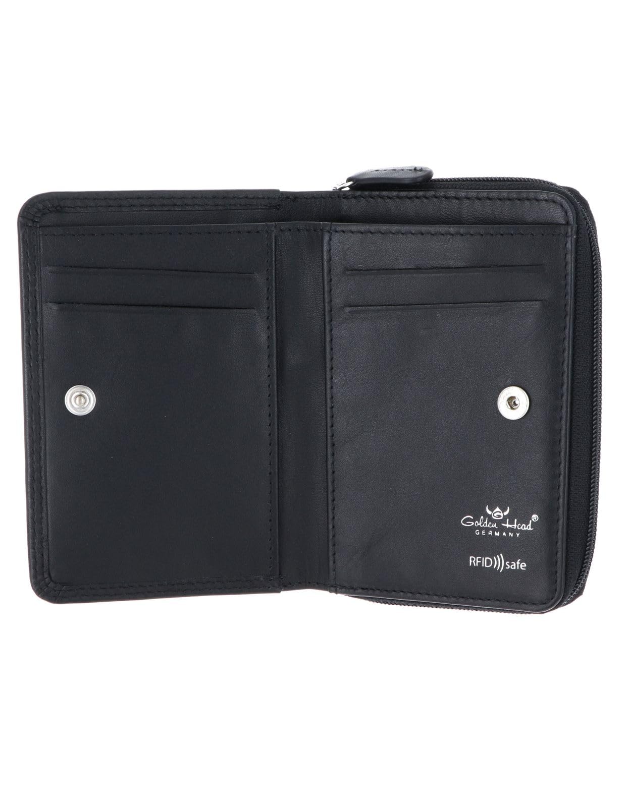Golden Head Polo 3317 Geldbörse Leder Schwarz RFID Reißverschluss