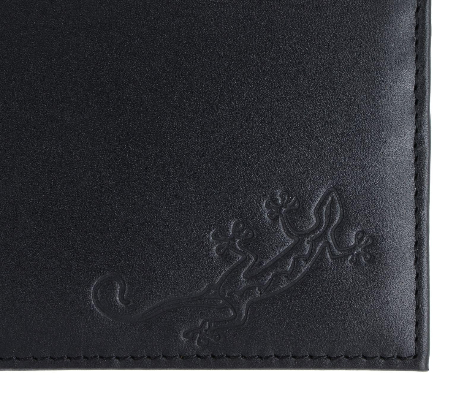 Oxmox Leather Querscheinbörse Geldbörse Lizard Black Rindsleder