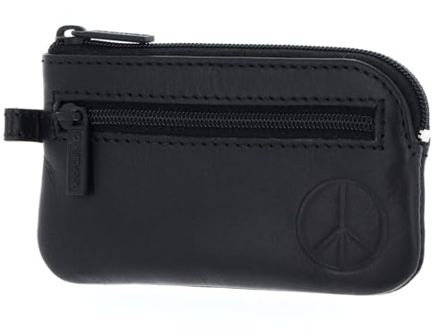 oxmox Leather Keyholder Schüsselmäppchen Peace Black Leder