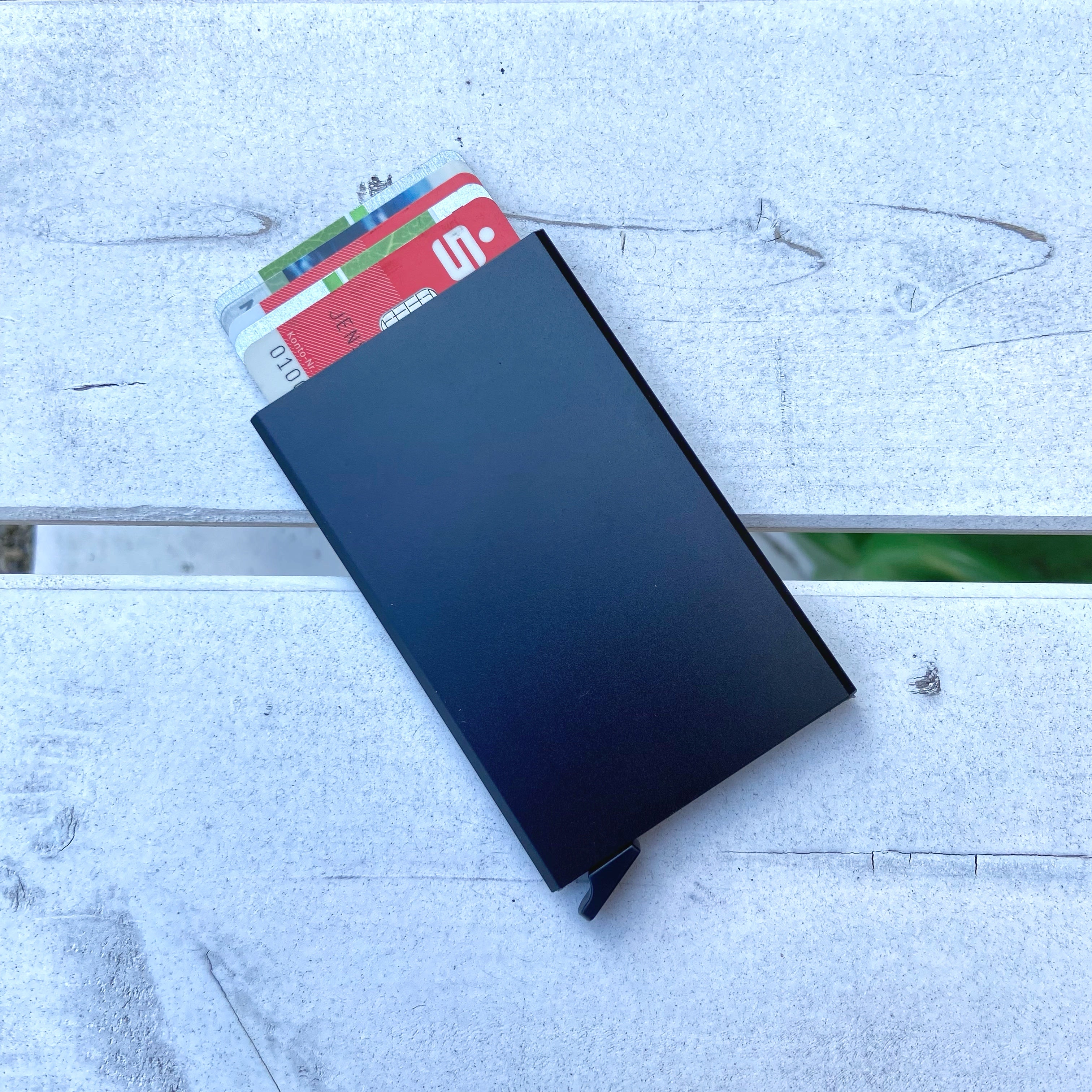 Kartenbox 501 Kartenetui Schwarz Metall RFID