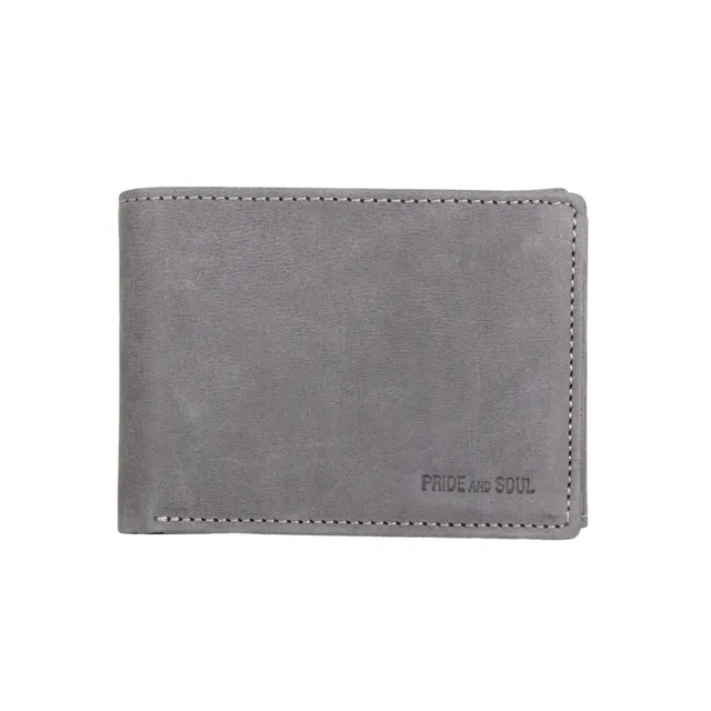Alumaxx Mini Geldbörse Querformat RFID grau Leder Münzfach