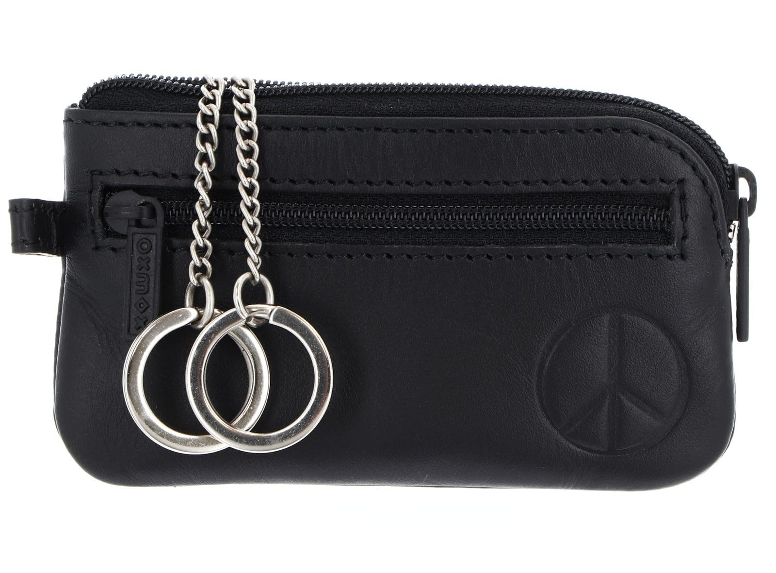 oxmox Leather Keyholder Schüsselmäppchen Peace Black Leder