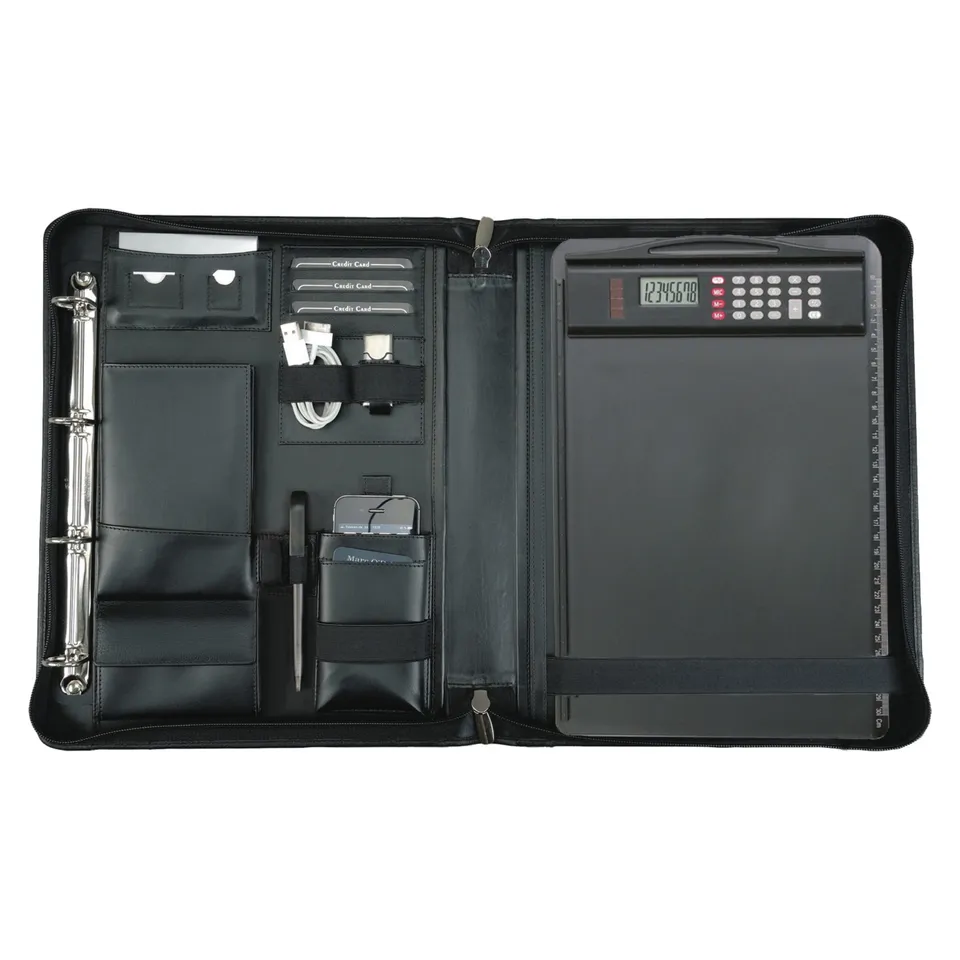Alumaxx Cesena Orgamappe A4 schwarz Nappaleder Reiverschluss