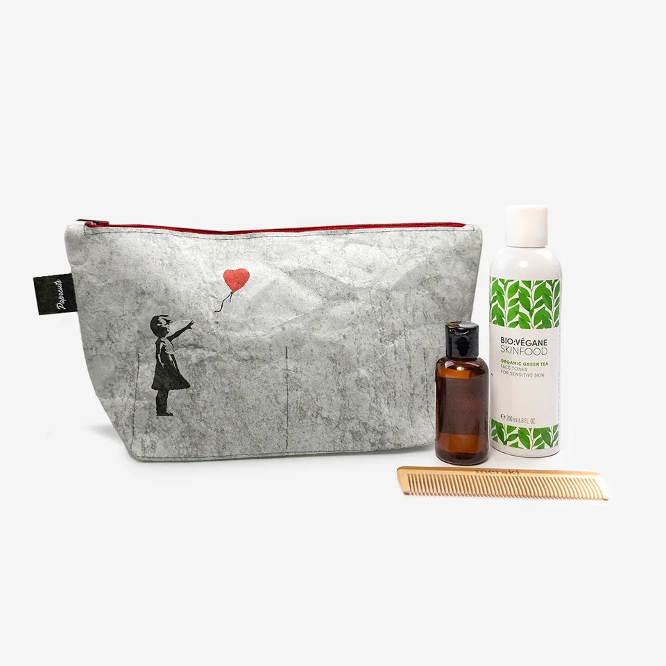 Paprcuts Kulturbeutel Balloon Girl Waschtasche beige Tyvek