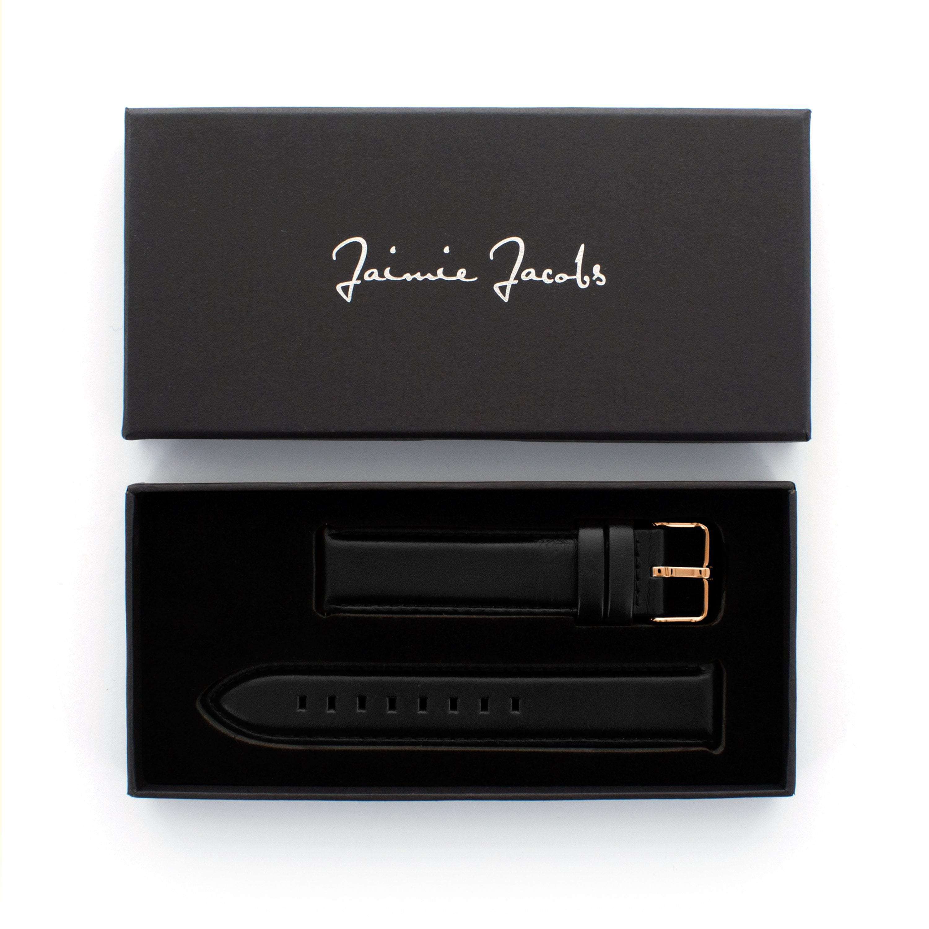 Jaimie Jacobs Lehel Uhrenarmband Leder Schwarz 20mm