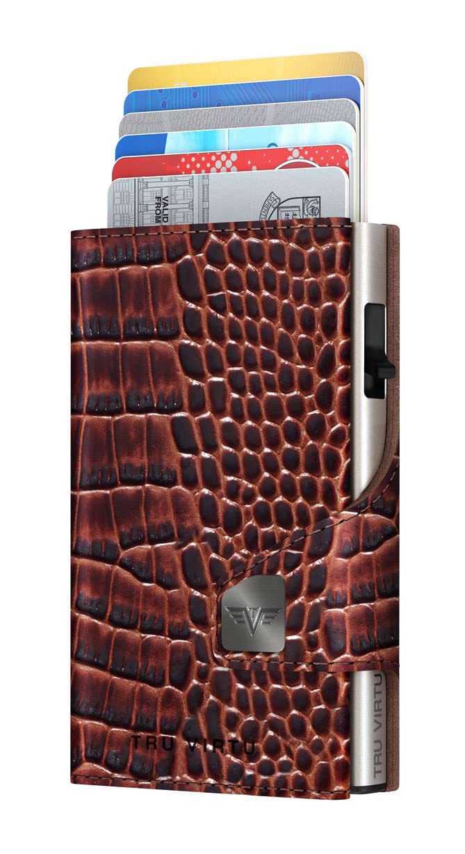 Tru Virtu Wallet Click & Slide Karten-Portemonnaie Croco Black