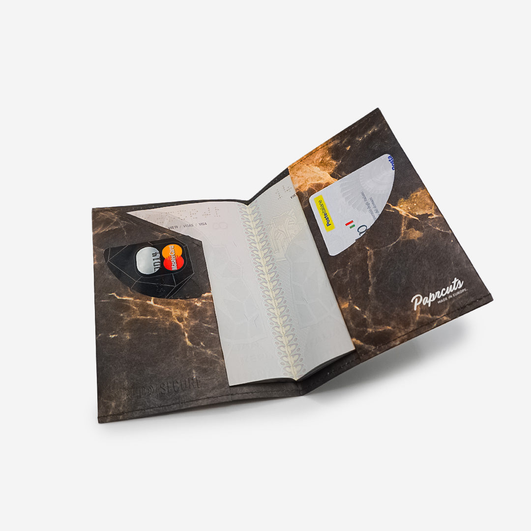 Paprcuts Black Marble RFID Reisepasshülle Tyvek vegan